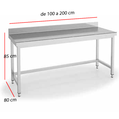 Mesa Cocina con Peto Fondo 80 - largo de 100 a 200 cm 85-MMSD80-100+