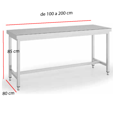 Mesa para el centro de cocina de 1 o 2 metros de acero inox