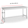 Mesa para el centro de cocina de 1 o 2 metros de acero inox