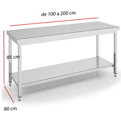 Mesa con estante para cocinas industriales 85-MCD80-100