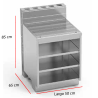 Mesa coctelería con encimera perforada y estantería regulable 85-LCC-50+
