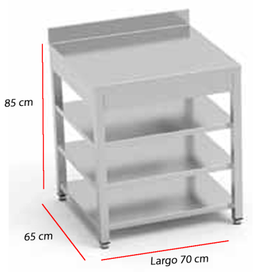 Mesa trabajo de cóctel encimera lisa fondo 70 cm
