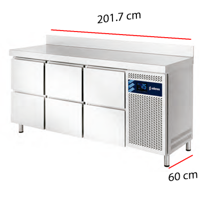 Mesa Fria de 6 Cajones Fondo 60 cm. 50-MPS-200 HC