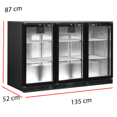 Armario Frio de Botellas 3 Puertas Abatible 300L. 125W  86-DB301H-3
