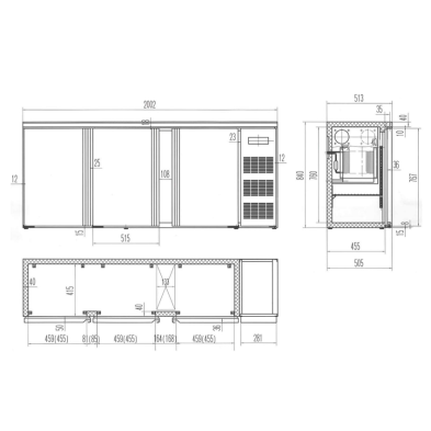 Botellero bajo barra negro CBC310