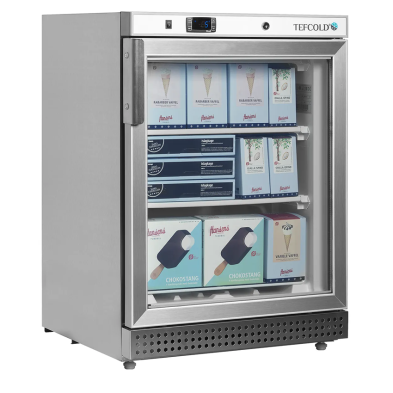 Congelador Expositor Inox Puerta Cristal 200L. 270W  86-UF200SG