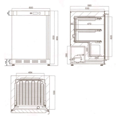 Armario para exponer y refrigerar alimentos UR600G