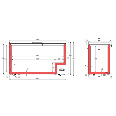 Arcón congelador con puerta abatible lacado en blanco FR505