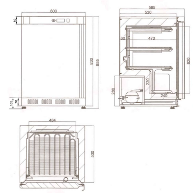Congelador de Bar Puerta Inox 200L. 105W  86-UF200S