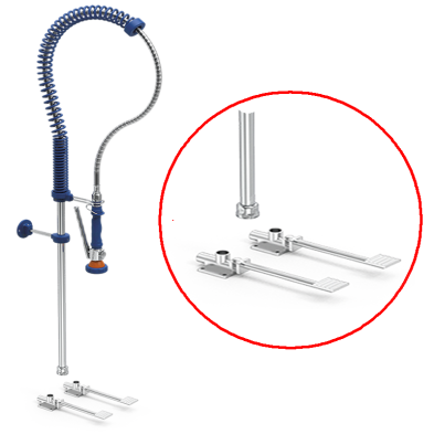 Grifo ducha con doble pedal de agua fría o caliente. 060202