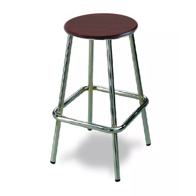 Banqueta baja con asiento redond de madera BARRACO