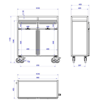 Mesas terraza para servicio camareros en hostelería 50-MT-1045 CP S1