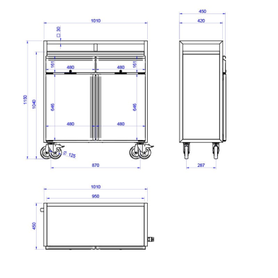 Mesas terraza para servicio camareros en hostelería 50-MT-1045 CP S1