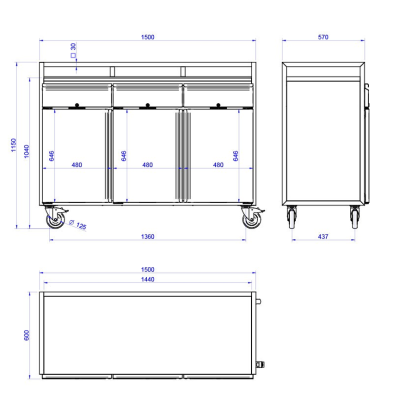 Carro de servio camareros en terraza 50-MT-1560 CP S1