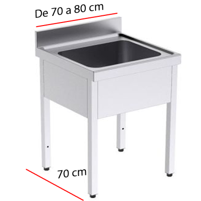 Fregadero industrial de 70 x70 sin escurridor