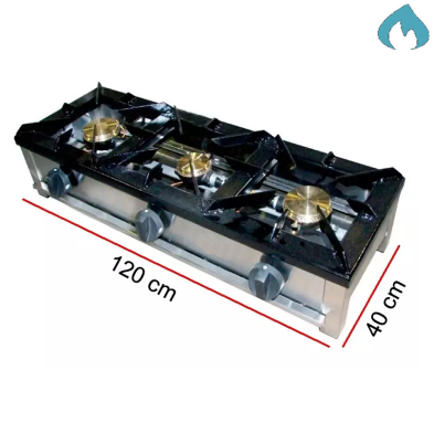 Cocina a Gas 3 Fuegos 2 y 2.5 Kw Fondo 40 cm -HG-3