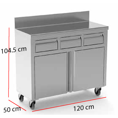 Mesa servicio terrazas cubiertas para camareros con ruedas 85-MTC50-120