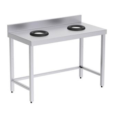 Mesa mural con orificios para la clasificación de residuos.