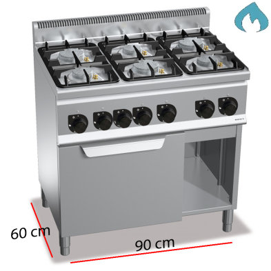 Cocina de Gas 6 Fuegos 6 y 3.5 kw Horno 3.5 Kw. 03-G6F6PW+FG1