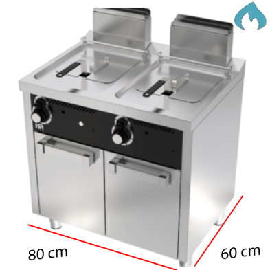 Freidora de pie con estante DOBLE 8 + 8 Litros - 13Kw.