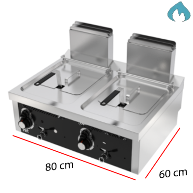 Freidora a Gas DOBLE 8 + 8 Litros - 15.4 Kw. 09-FDG8L8L600S