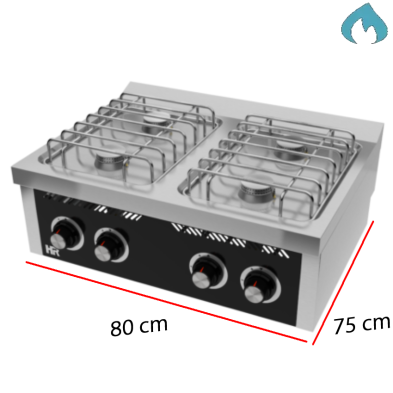Cocina a Gas de Encimera 4 Fuegos 7.5 y 5.5 Kw Fondo 75 cm 09-CB4F750S
