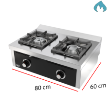 Cocina a Gas 2 Fuegos 8.5 y 6.8 Kw Fondo 60 cm 09-C2F600S