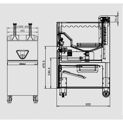 Freidora de pie super rápida eléctrica para grandes cantidades 03-C400