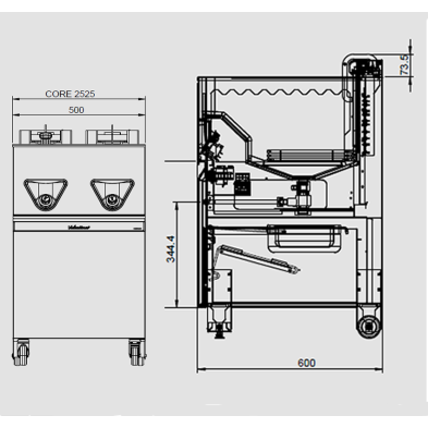 Freidora doble de pie super rápida eléctrica para grandes cantidades 03-C2525