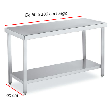 Mesa Central de Trabajo con Estante Fondo 90 cm - Desde 60 a 280 cm