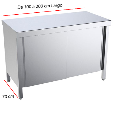 Mesa Cocina con Puertas Correderas Fondo 70 cm. Desde 100 a 200 cm.
