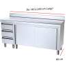 Mesa de cocina almacenamiento vajilla con cajones parte izquierda.