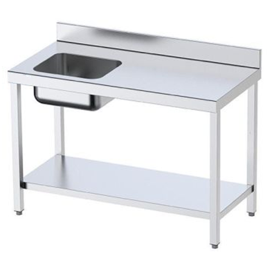 Mesa cocina con cubeta encimera lisa sin reborde.