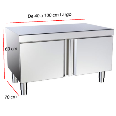 Mesa cocina baja con puertas batientes fondo 70 cm