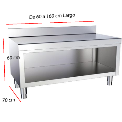 Mueble abierto con altura para aparatos de cocción.