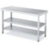 Mesa con 2 estantes acero inox fondo 60 encimera central