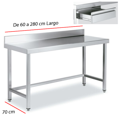 Mesa de cocina con cajón y peto.