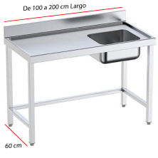 Mesa de trabajo con cubeta y encimera salva aguas