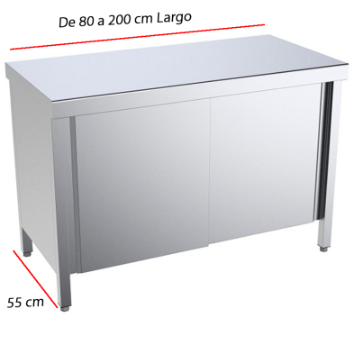 Mesa Central con Puertas Fondo 55 - Largo de 80 a 200 cm