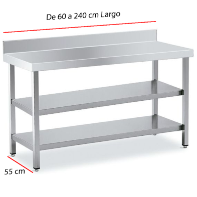 Mesa con Peto 2 Estantes Fondo 55 - Desde 60 a 240 cm