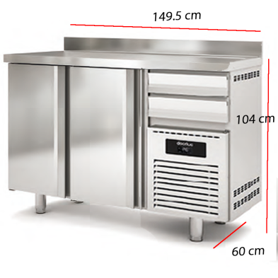 Contramostrador con Frío 2 Puertas 149,5x60 cm 14-MFR-150