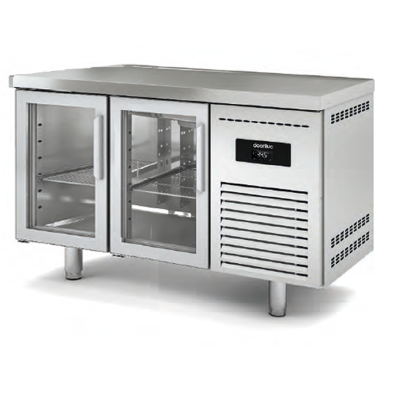 Mesa refrigerada de Pastelerías central con puertas cristal. MPRV-150