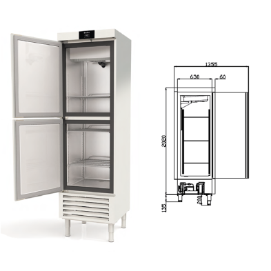 Armario de cocina en acero inox refrigerador. CASR-75-2