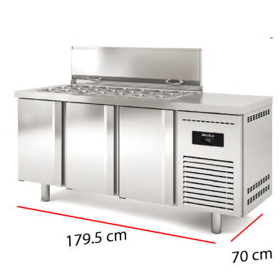 Mesa Fria Preparacion Alimentos 179.5 x 70 cm. GN 1/1 14-MSSR-200
