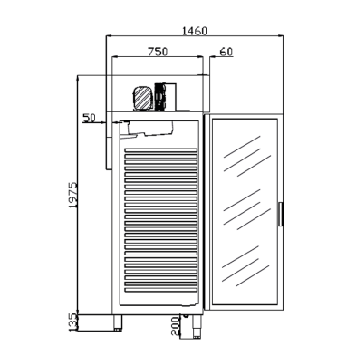 Armario Refrigerado Puerta Cristal 645 L 502 W  14-CAGRV-75-1