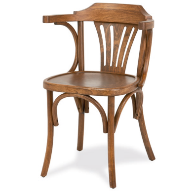 Silla con reposabrazos de madera