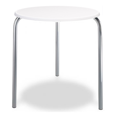 Mesa para terraza redonda de aluminio y werzalit.