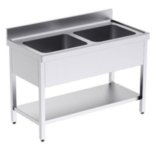 Fregadero inox  80 x 50 cm Con estante - 2 cubetas