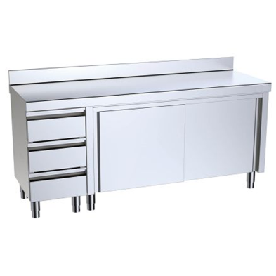 Mesa con cajones y puertas