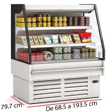 Vitrina expositora sin puertas.